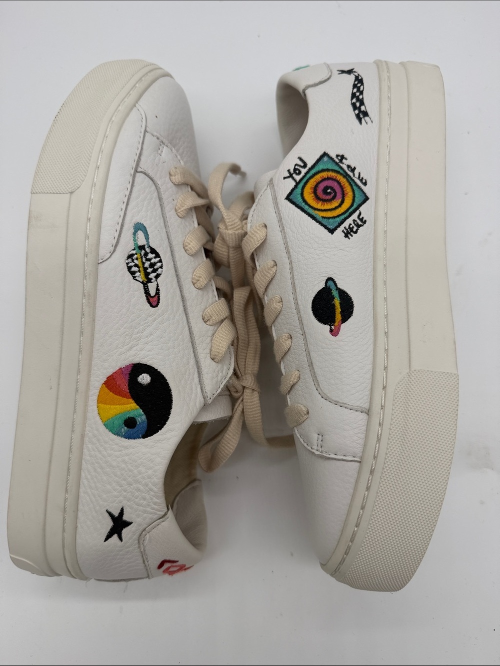 Soludos Cosmic Trip Ibiza Platform Sneaker Sz 9.5 Embroidered Space
Rainbow